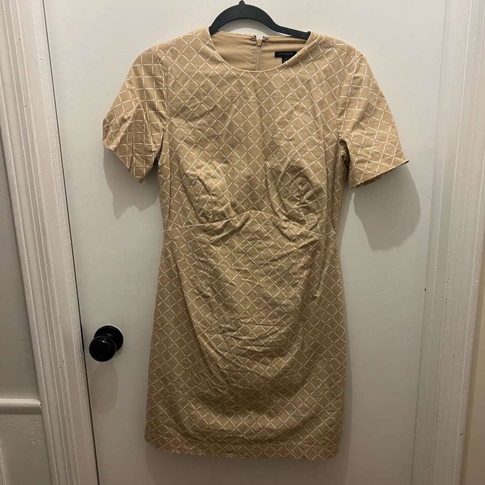Ann Taylor Tan Diamond Pattern Mini Dress